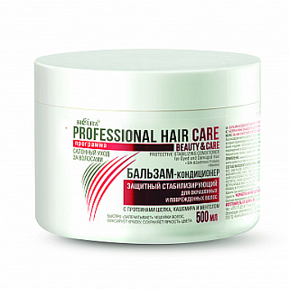 БАЛЬЗАМ-КОНДИЦИОНЕР защитный стабилизирующий для окрашенных и поврежденных волос с протеинами шелка, кашемира и ментолом